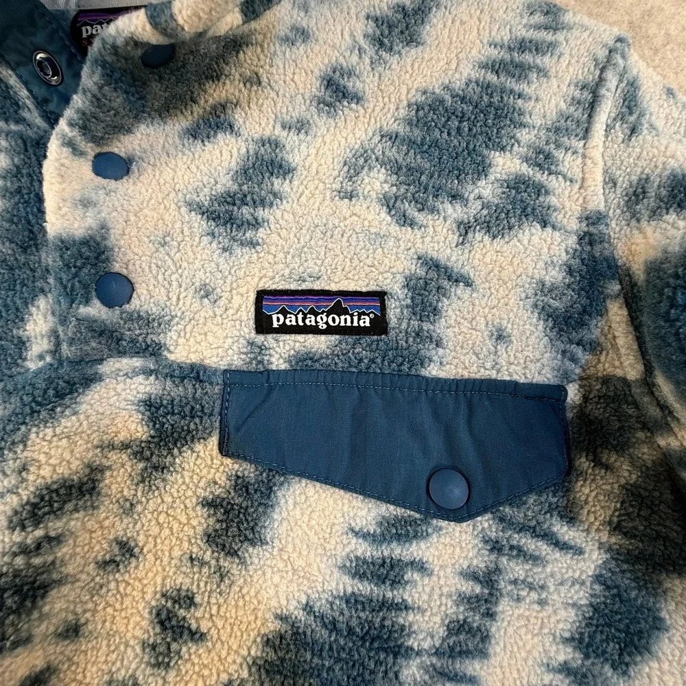Patagonia Synchilla Snap-T Fleece Pullover Blue White Tie Dye‎ XS T1563